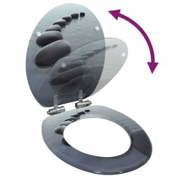 vidaXL Toiletbril met soft-close deksel stenen MDF