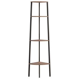 vidaXL Hoekkast met 4 lagen donkerbruin en zwart 45,5x31,5x150 cm