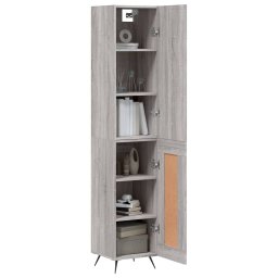 vidaXL Hoge kast 34,5x34x180 cm bewerkt hout grijs sonoma eikenkleurig