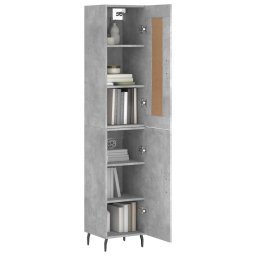 vidaXL Hoge kast 34,5x34x180 cm bewerkt hout betongrijs