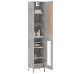 vidaXL Hoge kast 34,5x34x180 cm bewerkt hout betongrijs