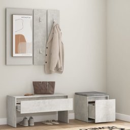 vidaXL Garderobe set bewerkt hout betongrijs