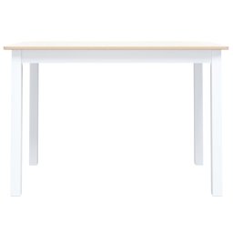vidaXL Eettafel 114x71x75 cm massief rubberwood wit en bruin