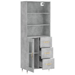vidaXL Hoge kast 69,5x34x180 cm bewerkt hout betongrijs