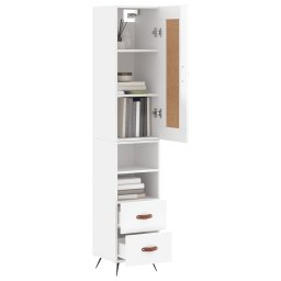 vidaXL Hoge kast 34,5x34x180 cm bewerkt hout hoogglans wit