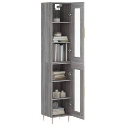 vidaXL Hoge kast 34,5x34x180 cm bewerkt hout grijs sonoma eikenkleurig