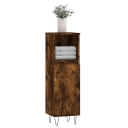 vidaXL Badkamerkast 30x30x100 cm bewerkt hout gerookt eikenkleurig