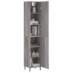 vidaXL Hoge kast 34,5x34x180 cm bewerkt hout grijs sonoma eikenkleurig