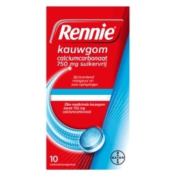 Rennie Kauwgom Calciumcarbonaat 750mg Suikervrij