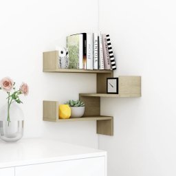 vidaXL Wandplanken Hoekmontage, Muurmontage Sonoma Eiken Bewerkt hout