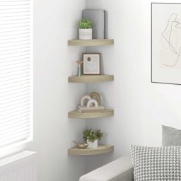 vidaXL Hoekschappen zwevend 4 st 25x25x3,8 cm MDF eikenkleurig