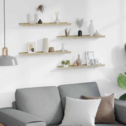 vidaXL Wandschappen 4 st 60x9x3 cm wit en sonoma eikenkleurig