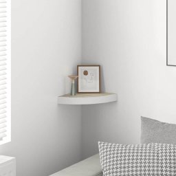 vidaXL Hoekwandschap 25x25x3,8 cm MDF eikenkleurig en wit
