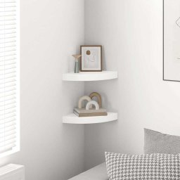 vidaXL Zwevende hoekplanken 2 st hoogglans wit 25x25x3,8 cm MDF