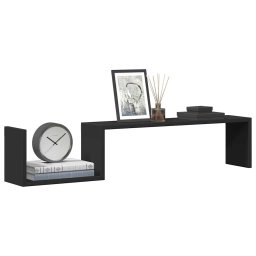 vidaXL Wandschappen 2 st 100x15x20 cm bewerkt hout zwart