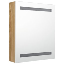 vidaXL Badkamerkast met spiegel en LED 50x14x60 cm wit eikenkleurig
