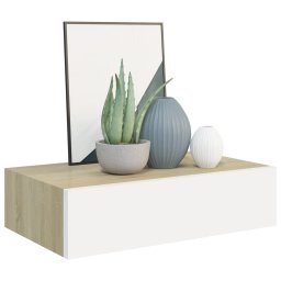 vidaXL Wandladekast eiken en wit 40x23,5x10 cm MDF