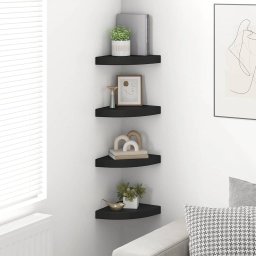 vidaXL Hoekschappen zwevend 4 st 25x25x3,8 cm MDF zwart