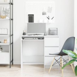 vidaXL Bureau 90x45x76 cm bewerkt hout wit