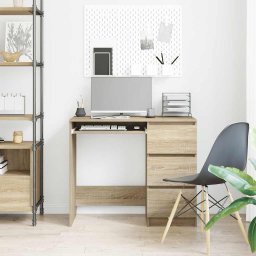 vidaXL Bureau 90x45x76 cm bewerkt hout sonoma eikenkleurig