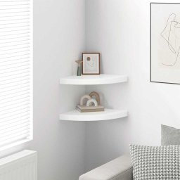 vidaXL Hoekschappen zwevend 2 st 35x35x3,8 cm MDF hoogglans wit
