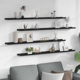 vidaXL Wandschappen 4 st 115x9x3 cm zwart