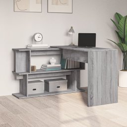 vidaXL Hoekbureau 200x50x76 cm bewerkt hout grijs sonoma eiken