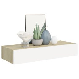 vidaXL Wandladekast eiken en wit 60x23,5x10cm MDF