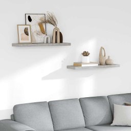 vidaXL Wandschappen zwevend 2 st 80x23,5x3,8 cm MDF betongrijs