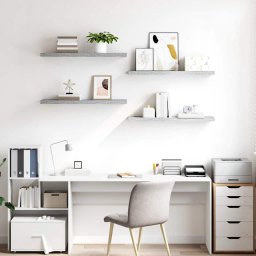 vidaXL Wandschappen zwevend 4 st 90x23,5x3,8 cm MDF betongrijs