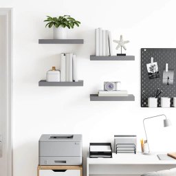 vidaXL Wandschappen zwevend 4 st 40x23x3,8 cm MDF grijs