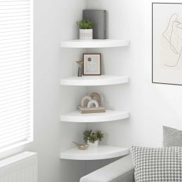 vidaXL Hoekschappen zwevend 4 st 35x35x3,8 cm MDF hoogglans wit