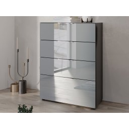 Commode OAKLAIR 4 lades grafiet/hoogglans grijs