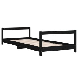 vidaXL Kinderbedframe 90x200 cm massief grenenhout zwart