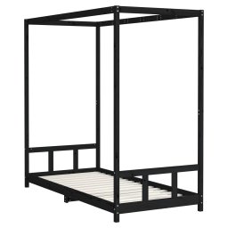 vidaXL Kinderbedframe 90x200 cm massief grenenhout zwart