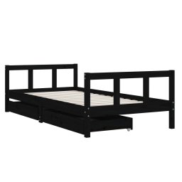 vidaXL Kinderbedframe met lades 90x190 cm massief grenenhout zwart