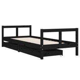 vidaXL Kinderbedframe 80x200 cm massief grenenhout zwart