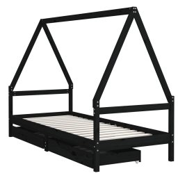 vidaXL Kinderbedframe met lades 90x200 cm massief grenenhout zwart