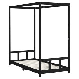 vidaXL Kinderbedframe 90x190 cm massief grenenhout zwart