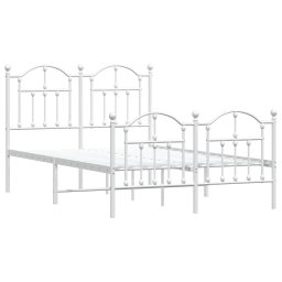 vidaXL Bedframe met hoofd- en voeteneinde metaal wit 120 x 190 cm