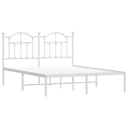 vidaXL Bedframe met hoofdbord metaal wit 140x200 cm