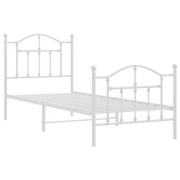 vidaXL Bedframe met hoofd- en voeteneinde metaal wit 90x190 cm