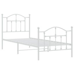 vidaXL Bedframe met hoofd- en voeteneinde metaal wit 90x200 cm