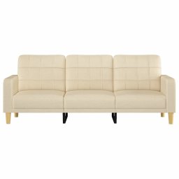 vidaXL Driezitsbank 180 cm stof crèmekleurig