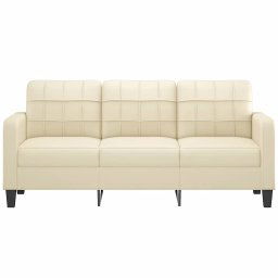 vidaXL Driezitsbank 180 cm kunstleer crèmekleurig