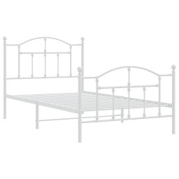 vidaXL Bedframe met hoofd- en voeteneinde metaal wit 100x190 cm