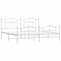 vidaXL Bedframe met hoofd- en voeteneinde metaal wit 193x203 cm