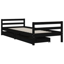 vidaXL Kinderbedframe met lades 90x200 cm massief grenenhout zwart