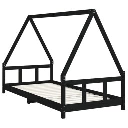 vidaXL Kinderbedframe 90x200 cm massief grenenhout zwart