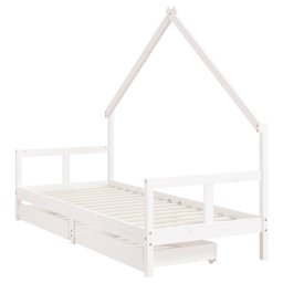 vidaXL Kinderbedframe met lades 80x200 cm massief grenenhout wit